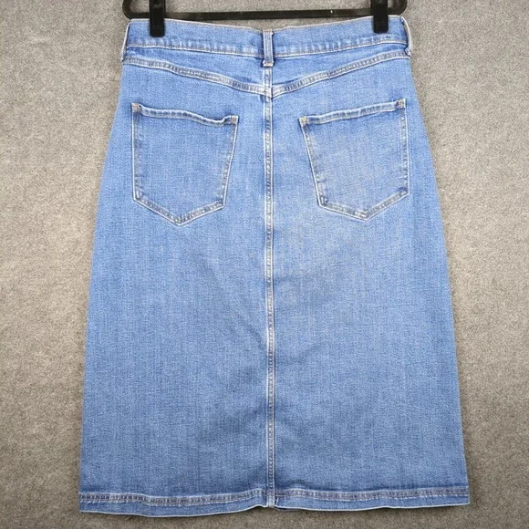 Banana Republic Regular Fit Denim Button Front Midi Skirt Size 32 14 - Picture 5 of 10